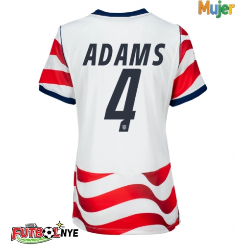 Camiseta Estados Unidos Tyler Adams #4 Primera Equipación para mujer Mundial 2026 manga corta